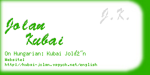 jolan kubai business card